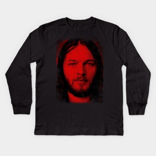 red vintage David Gilmour Kids Long Sleeve T-Shirt
